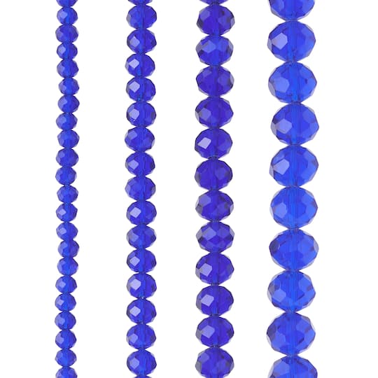 Blue Faceted Glass Rondelle Beads by Bead Landing™